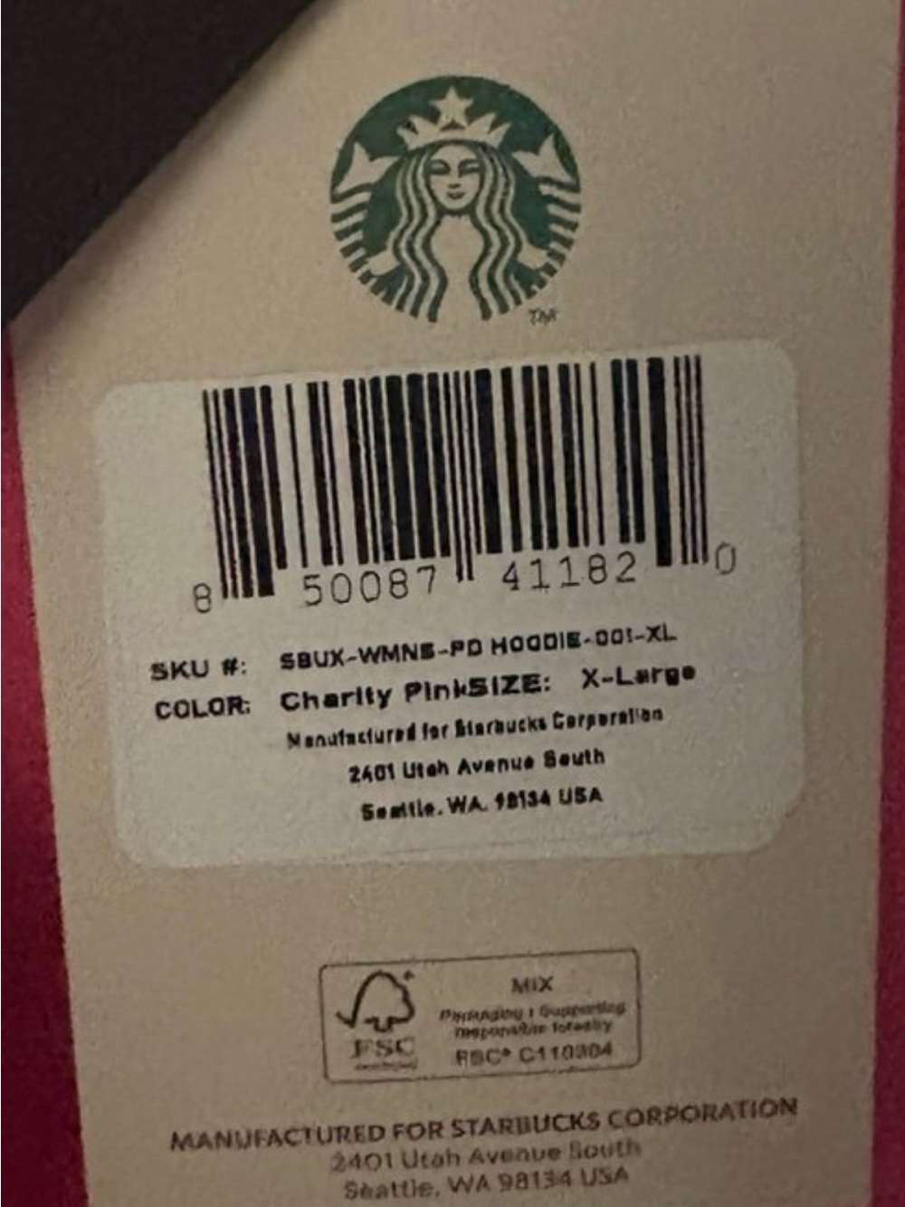 Starbucks Pink Teddy Bear Graphic Hoodie - Picture 3 of 3